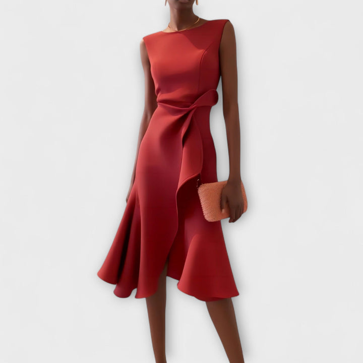Eleanor | Women’s Draped Asymmetric Midi Dress