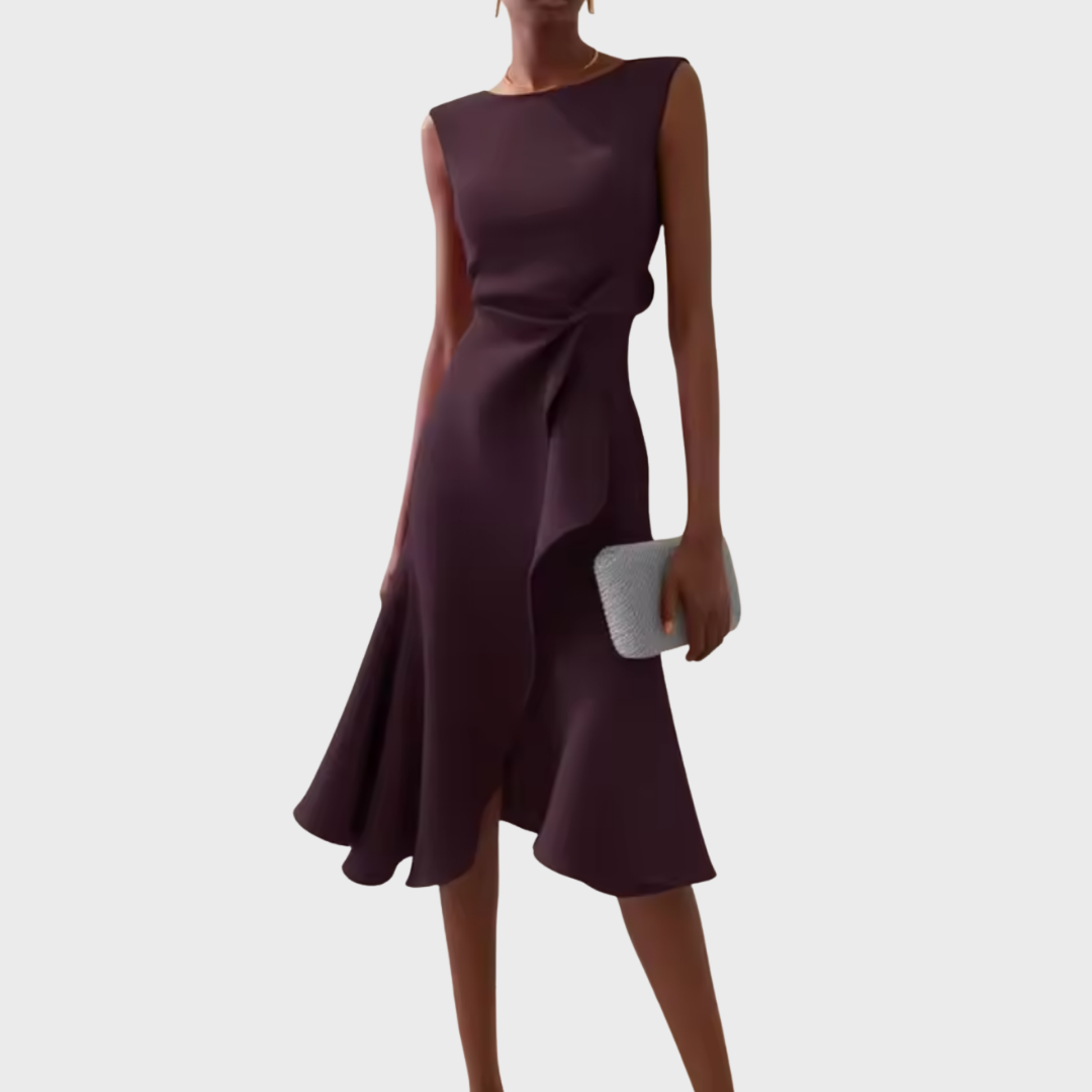 Eleanor | Women’s Draped Asymmetric Midi Dress