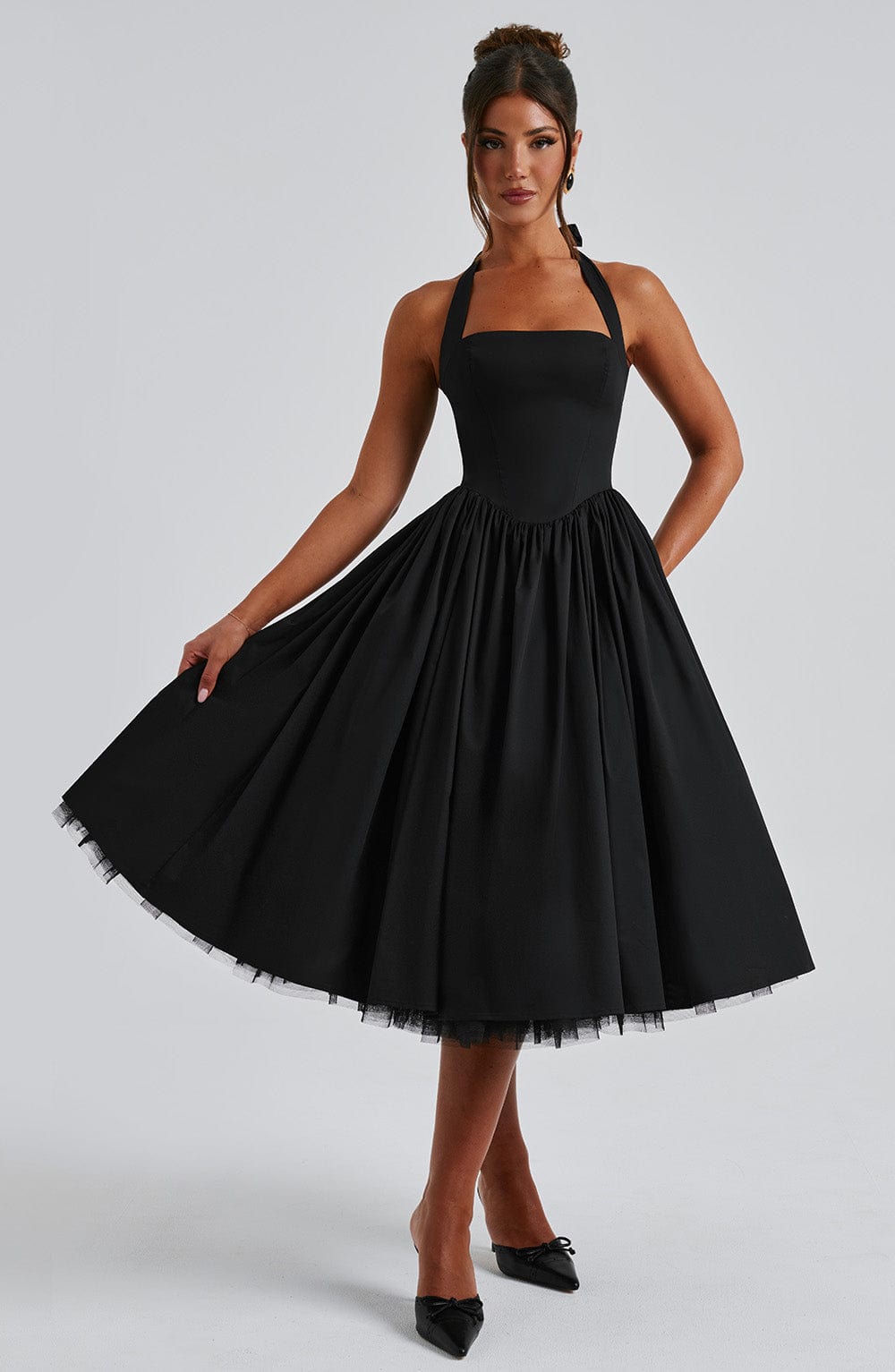 Chloe | Women’s Wedding Guest Halter Midi Dress