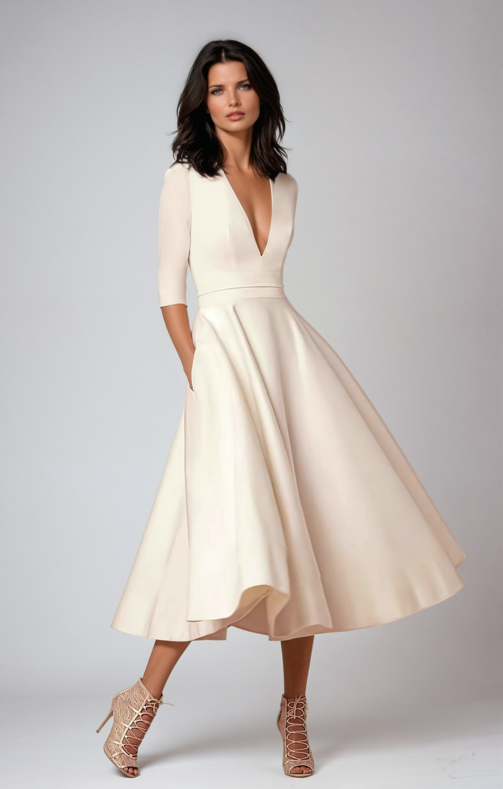 Evelyn | Women’s Wedding Guest Elegant Flared Midi Dress