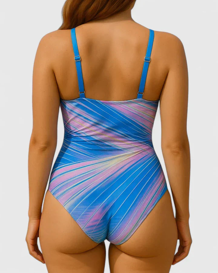 Peyton | Women’s Striped Wrap-Front One-Piece Swimsuit
