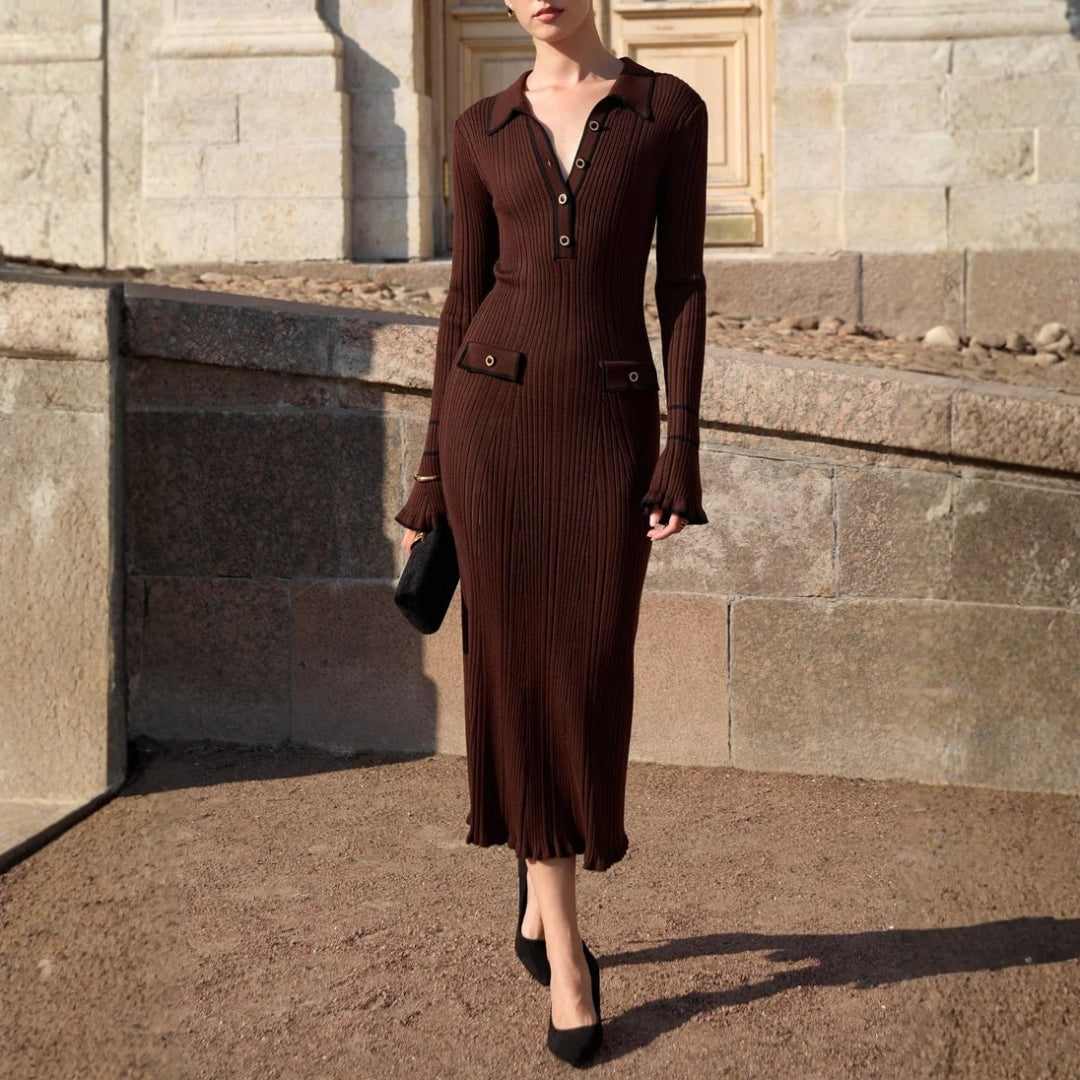 Aderyn | Tailored Midi Dress With Button Details