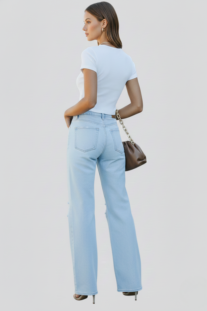 Kimberly | Women’s Wide-Leg Distressed High-Waist Jeans