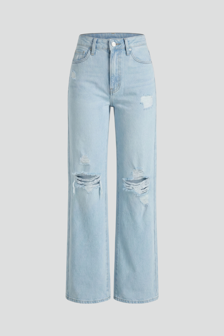 Kimberly | Women’s Wide-Leg Distressed High-Waist Jeans