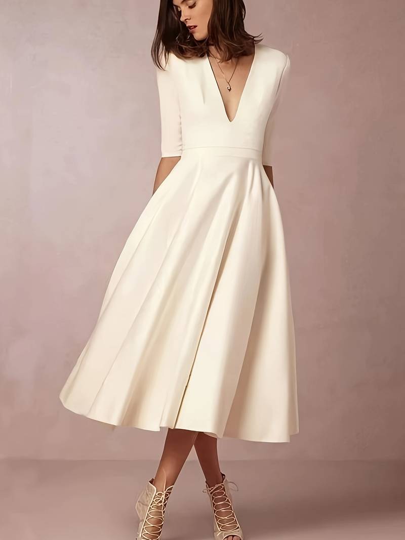 Evelyn | Women’s Wedding Guest Elegant Flared Midi Dress