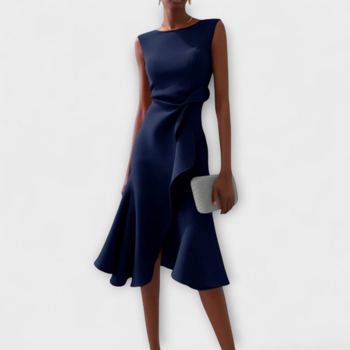Eleanor | Women’s Draped Asymmetric Midi Dress