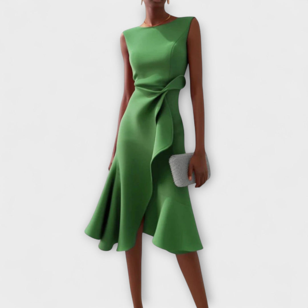 Eleanor | Women’s Draped Asymmetric Midi Dress