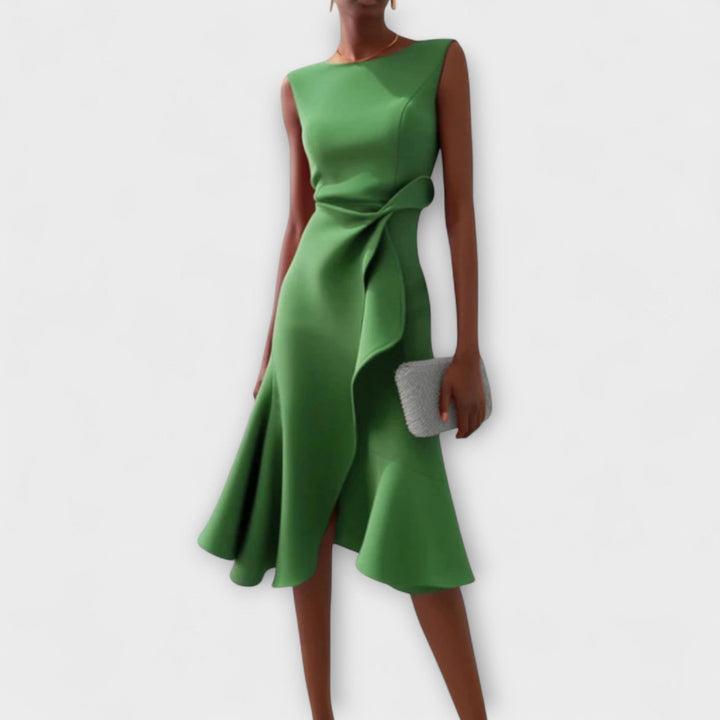 Eleanor | Women’s Draped Asymmetric Midi Dress