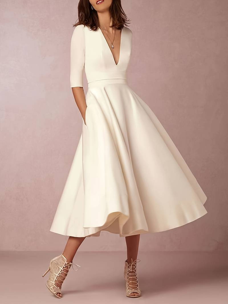 Evelyn | Women’s Wedding Guest Elegant Flared Midi Dress