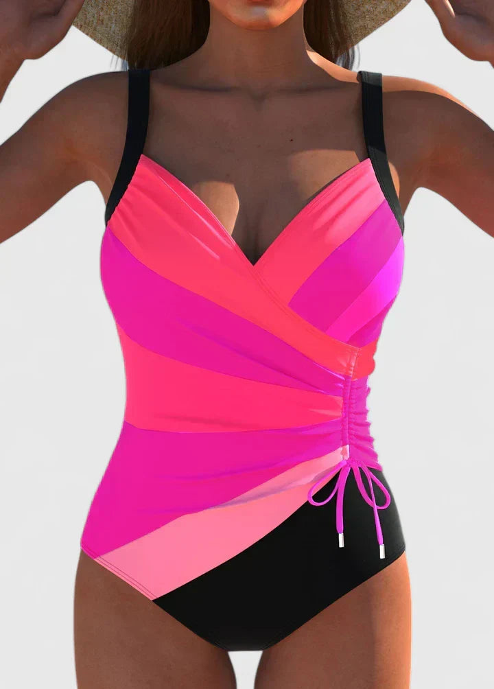 Peyton | Women’s Striped Wrap-Front One-Piece Swimsuit