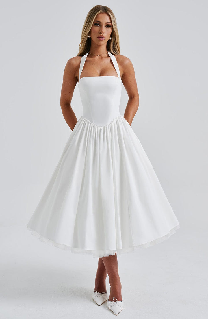 Chloe | Women’s Wedding Guest Halter Midi Dress