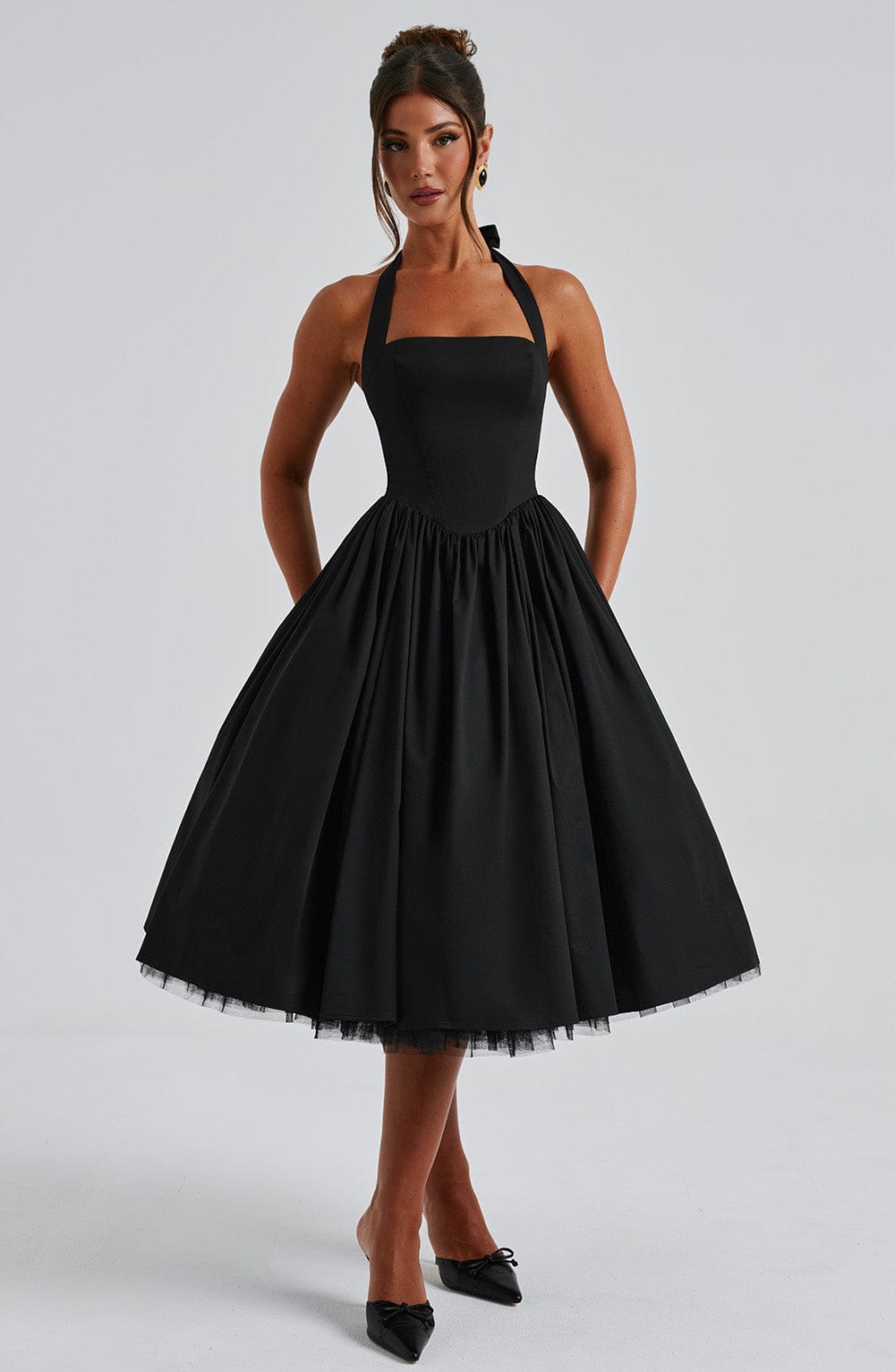 Chloe | Women’s Wedding Guest Halter Midi Dress