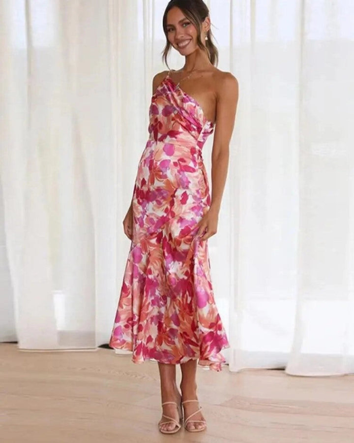 Hailey | Women’s Summer Maxi Dress with Asymmetrical Cut and Floral Pattern