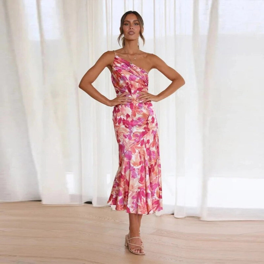 Hailey | Women’s Summer Maxi Dress with Asymmetrical Cut and Floral Pattern