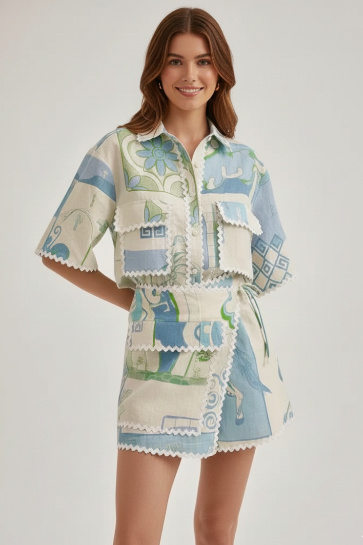 Harper | Women’s Patchwork Two Piece Set Shorts