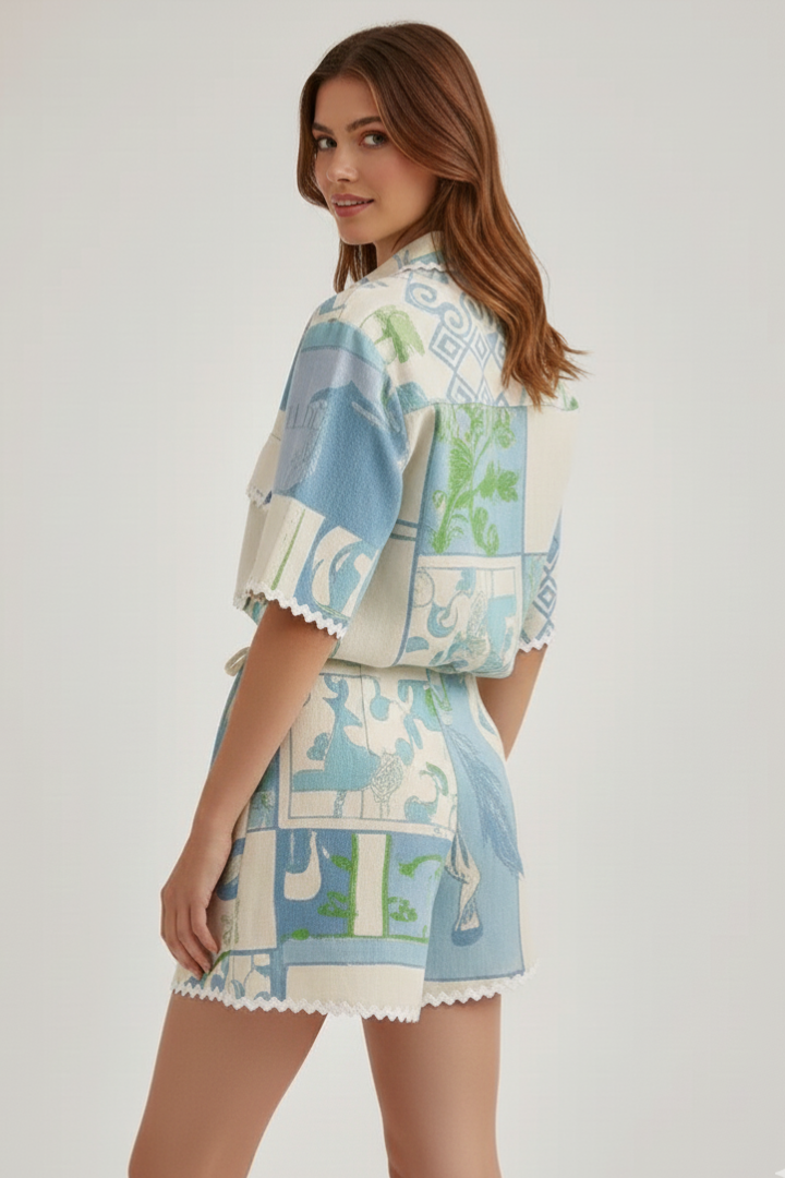 Harper | Women’s Patchwork Two Piece Set Shorts