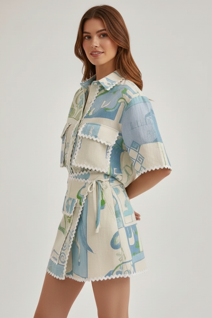 Harper | Women’s Patchwork Two Piece Set Shorts