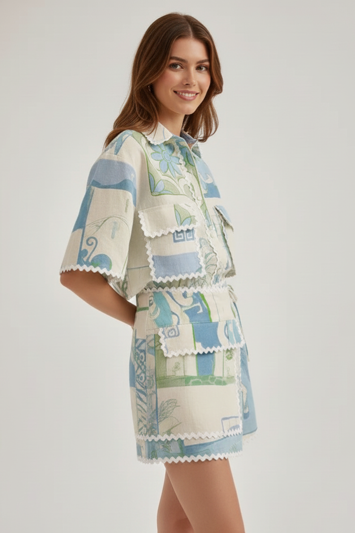Harper | Women’s Patchwork Two Piece Set Shorts