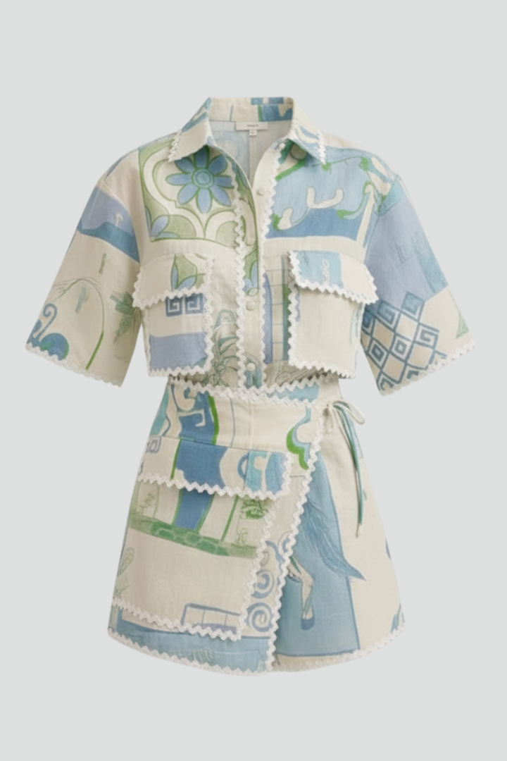 Harper | Women’s Patchwork Two Piece Set Shorts