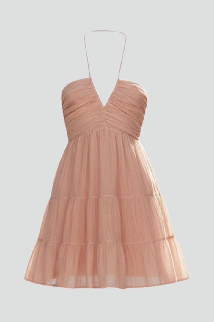 Kimberly | Women’s Halter Mini Dress with Tiered Skirt