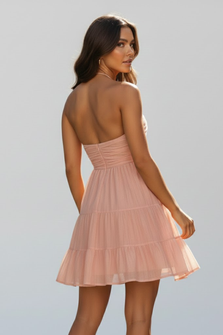Kimberly | Women’s Halter Mini Dress with Tiered Skirt