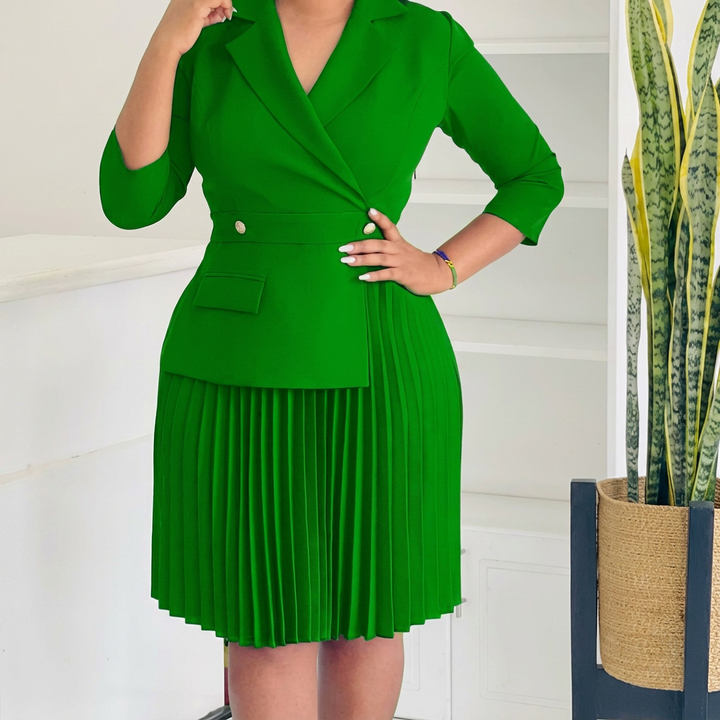 Eleanor | Structured Pleated Blazer Dress