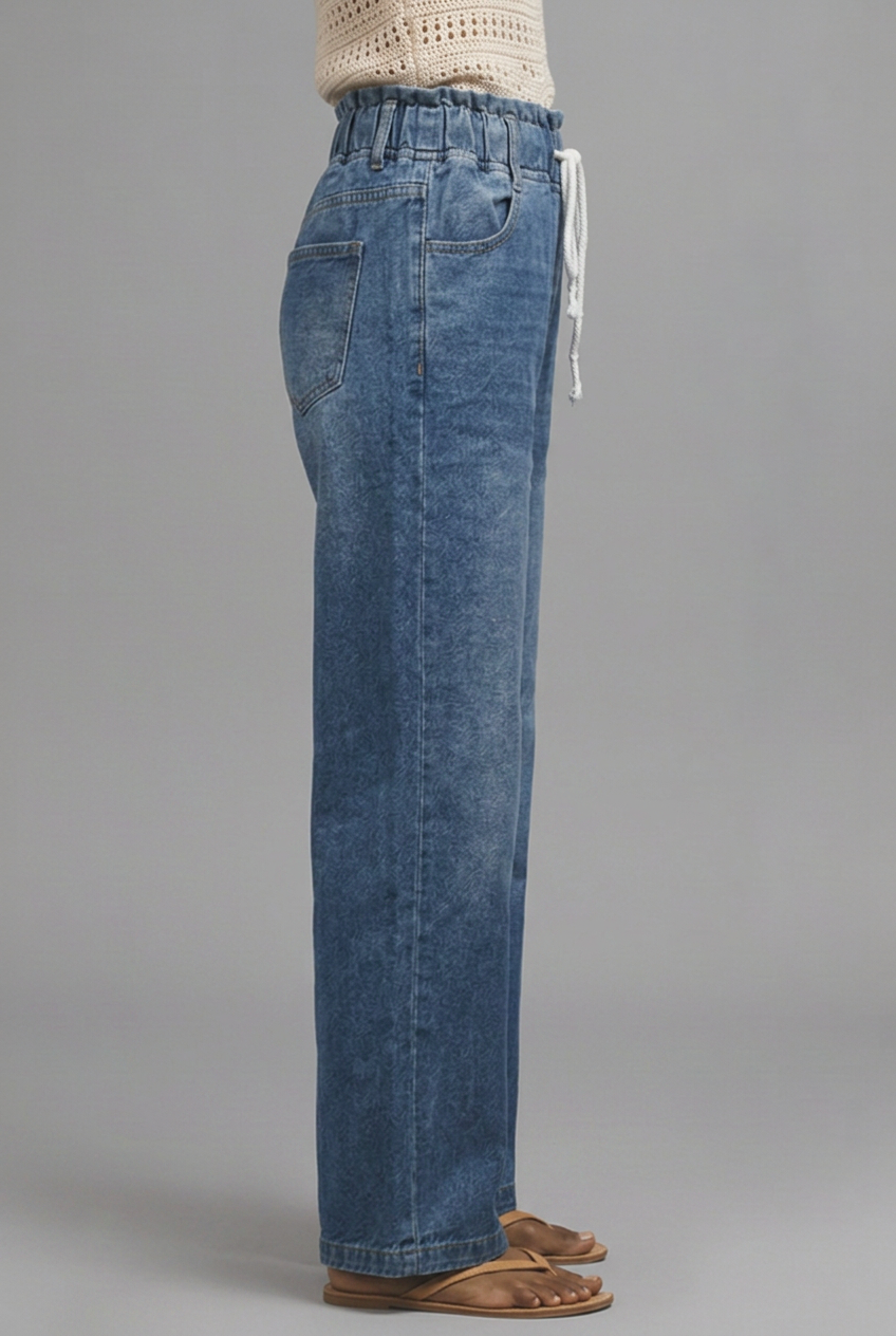 Lauren | Women’s Relaxed Wide-Leg Drawstring Denim Jeans
