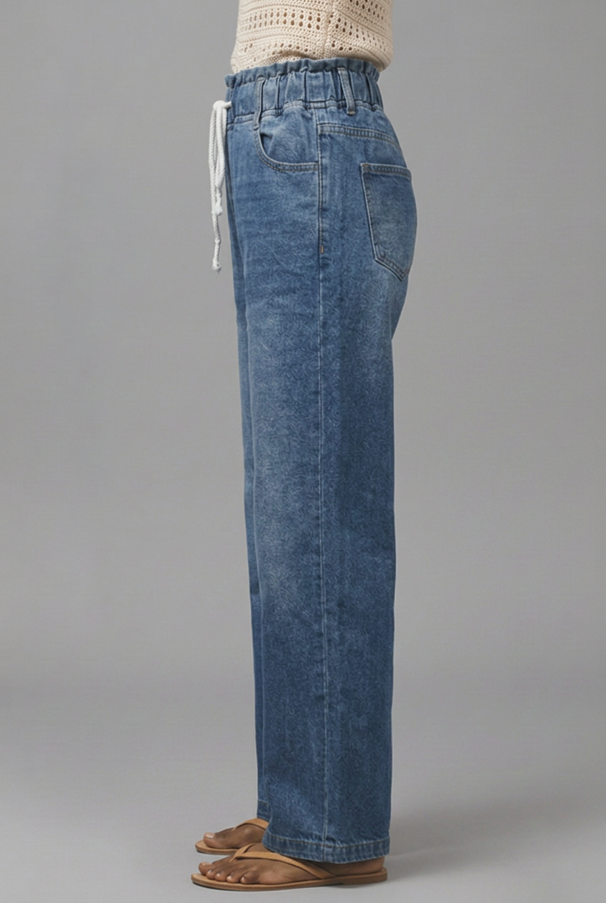 Lauren | Women’s Relaxed Wide-Leg Drawstring Denim Jeans