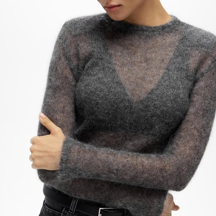 Ombre Crew Neck Sweater with Long Sleeves for Women