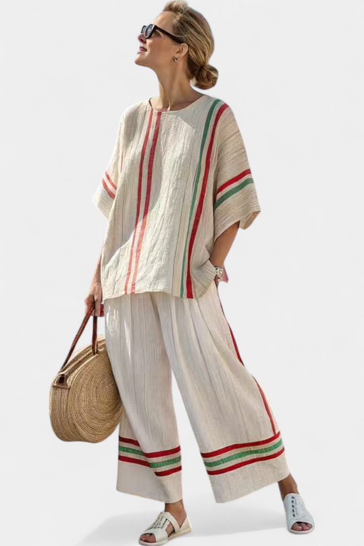 Truvane | Comfortable Boho Print Blouse &amp; Loose-Fit Pants