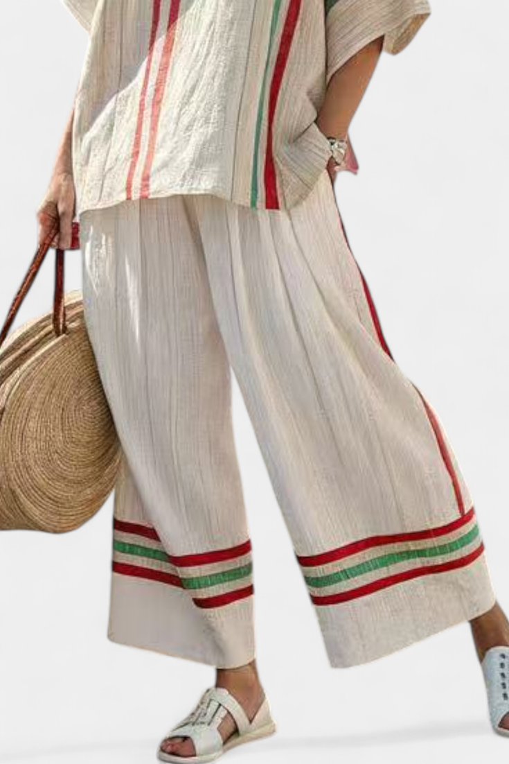 Truvane | Comfortable Boho Print Blouse &amp; Loose-Fit Pants