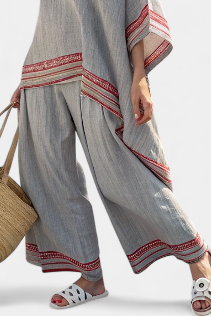 Daelric | Sophisticated Asymmetrical Blouse &amp; Ethnic Wide-Leg Pants
