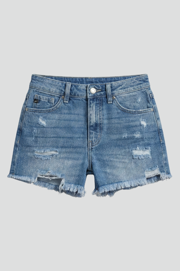 Stella | Women’s Distressed Denim Shorts with Frayed Hem