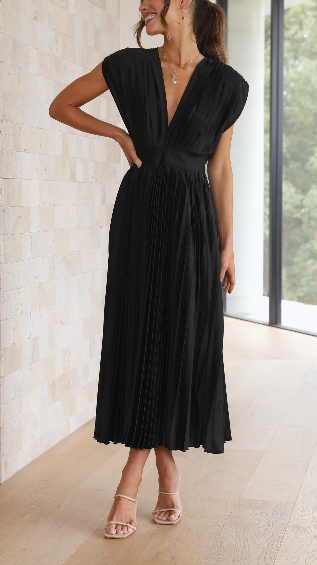 Ella | Women’s Classic Pleated Maxi Dress
