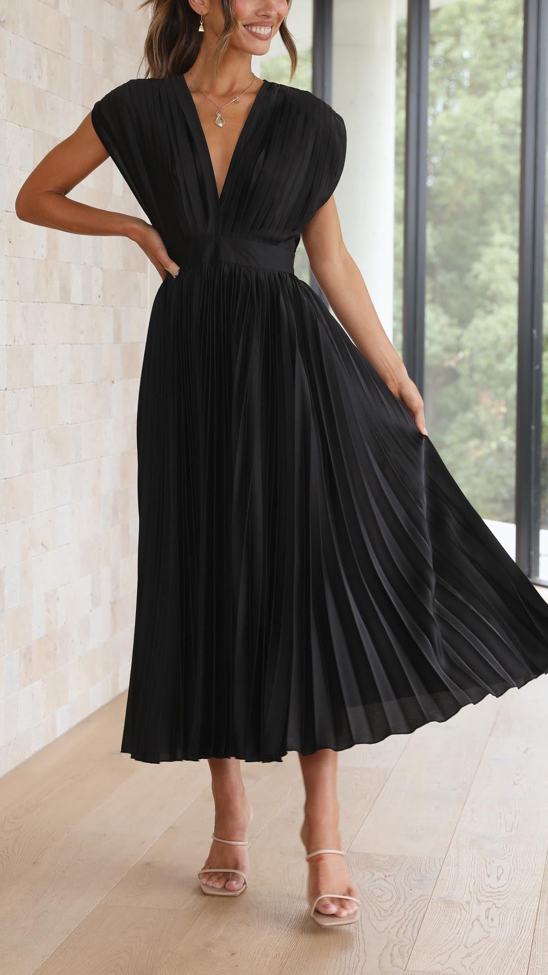 Ella | Women’s Classic Pleated Maxi Dress