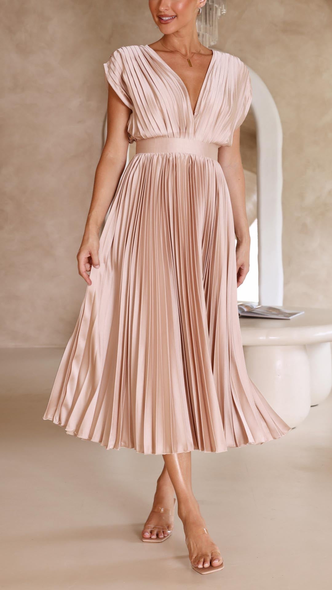 Ella | Women’s Classic Pleated Maxi Dress