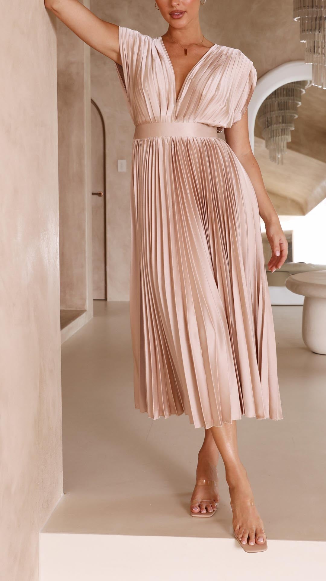Ella | Women’s Classic Pleated Maxi Dress