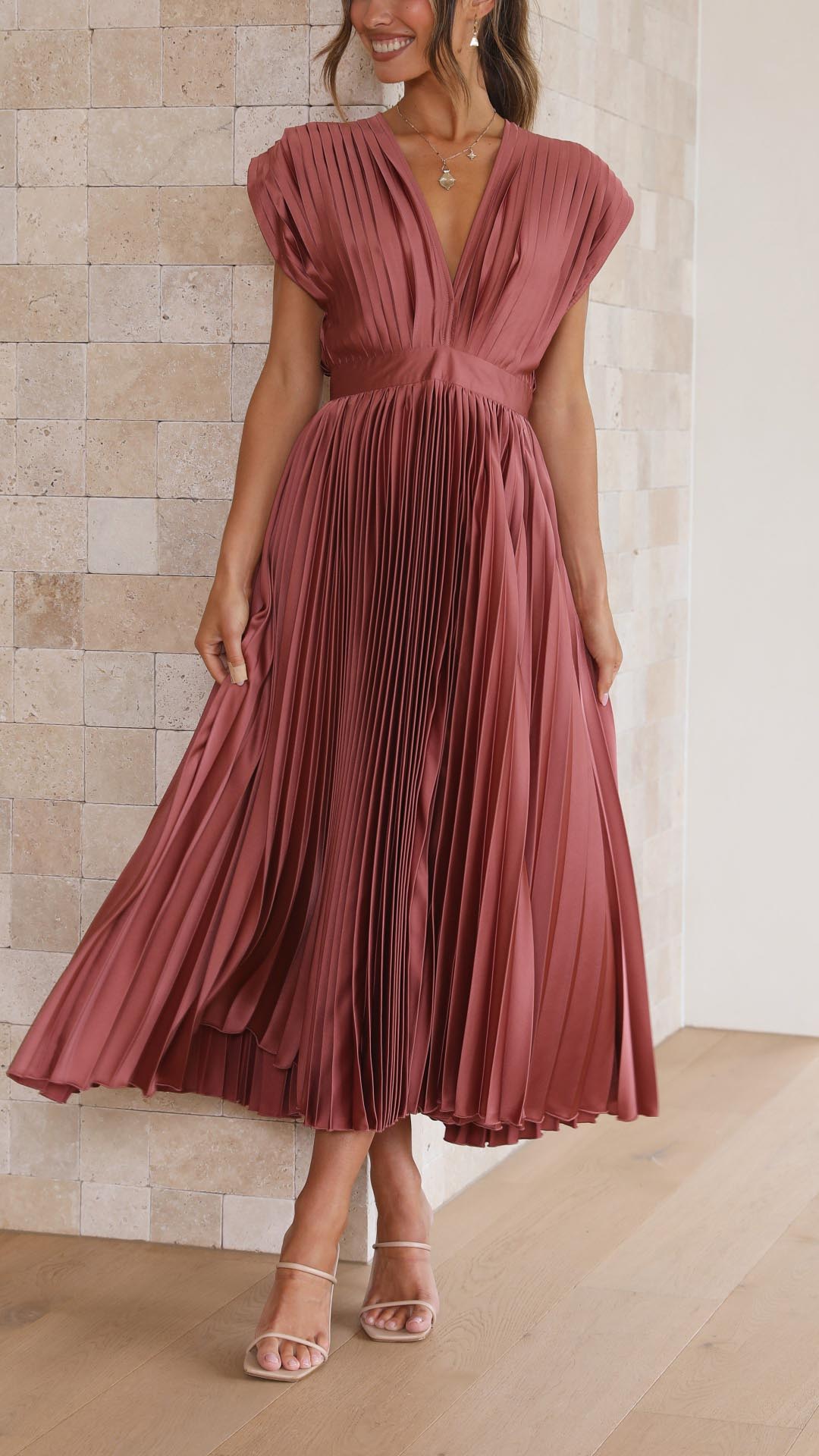 Ella | Women’s Classic Pleated Maxi Dress