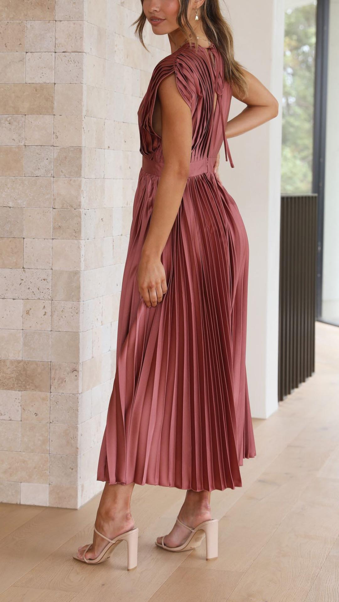 Ella | Women’s Classic Pleated Maxi Dress