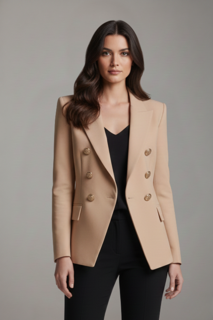 Rebecca | Women’s Double-Breasted Blazer with Gold-Tone Button Details