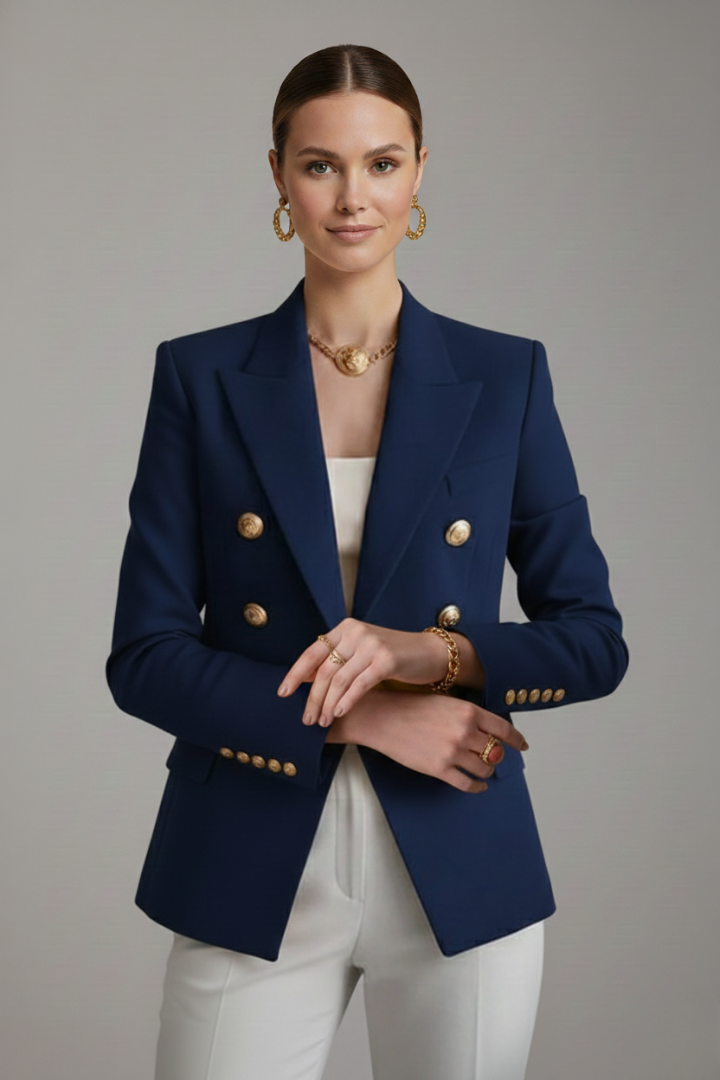 Rebecca | Women’s Double-Breasted Blazer with Gold-Tone Button Details