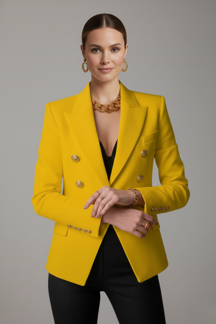 Rebecca | Women’s Double-Breasted Blazer with Gold-Tone Button Details