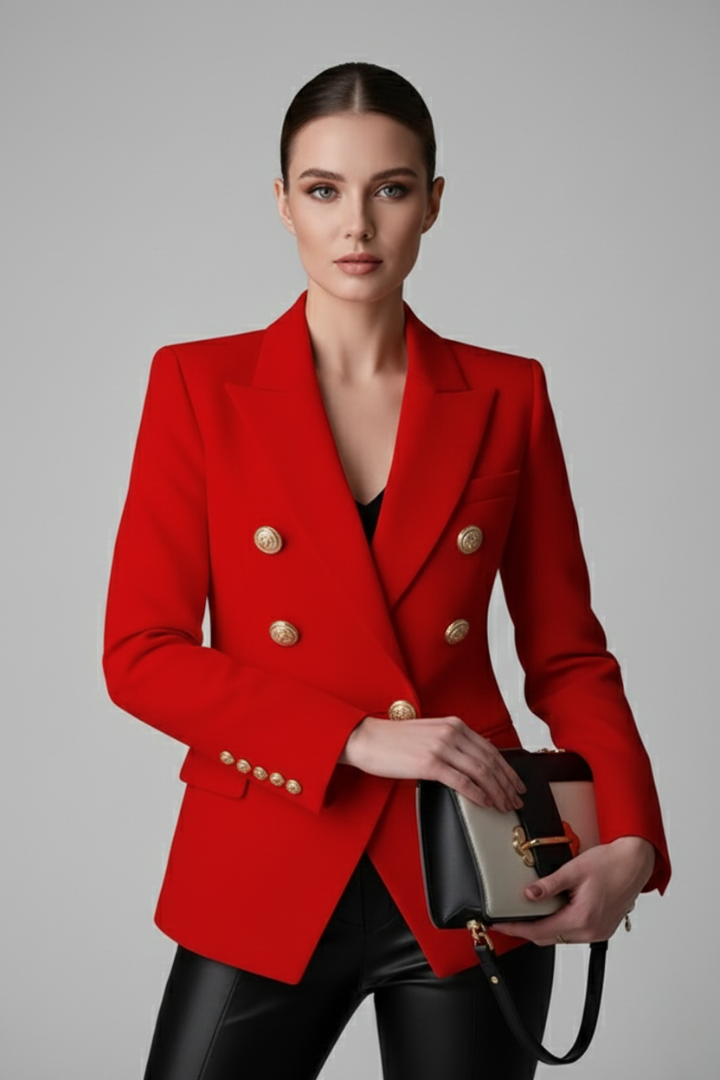 Rebecca | Women’s Double-Breasted Blazer with Gold-Tone Button Details