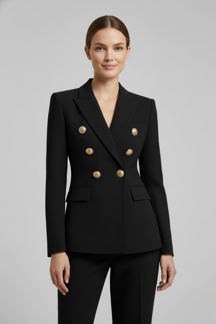 Rebecca | Women’s Double-Breasted Blazer with Gold-Tone Button Details