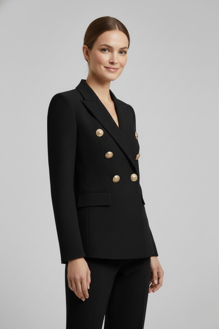 Rebecca | Women’s Double-Breasted Blazer with Gold-Tone Button Details