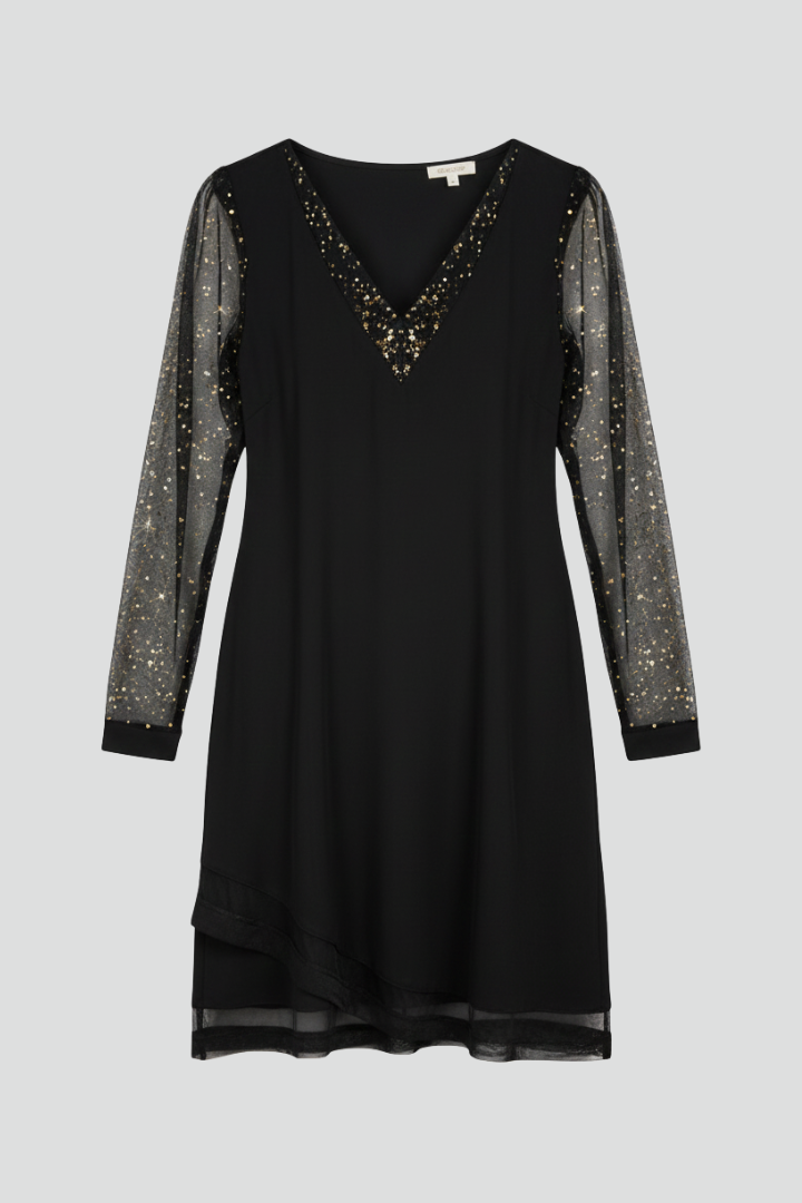 Madison | Women’s Sequin Sleeve V-Neck Cocktail Dress