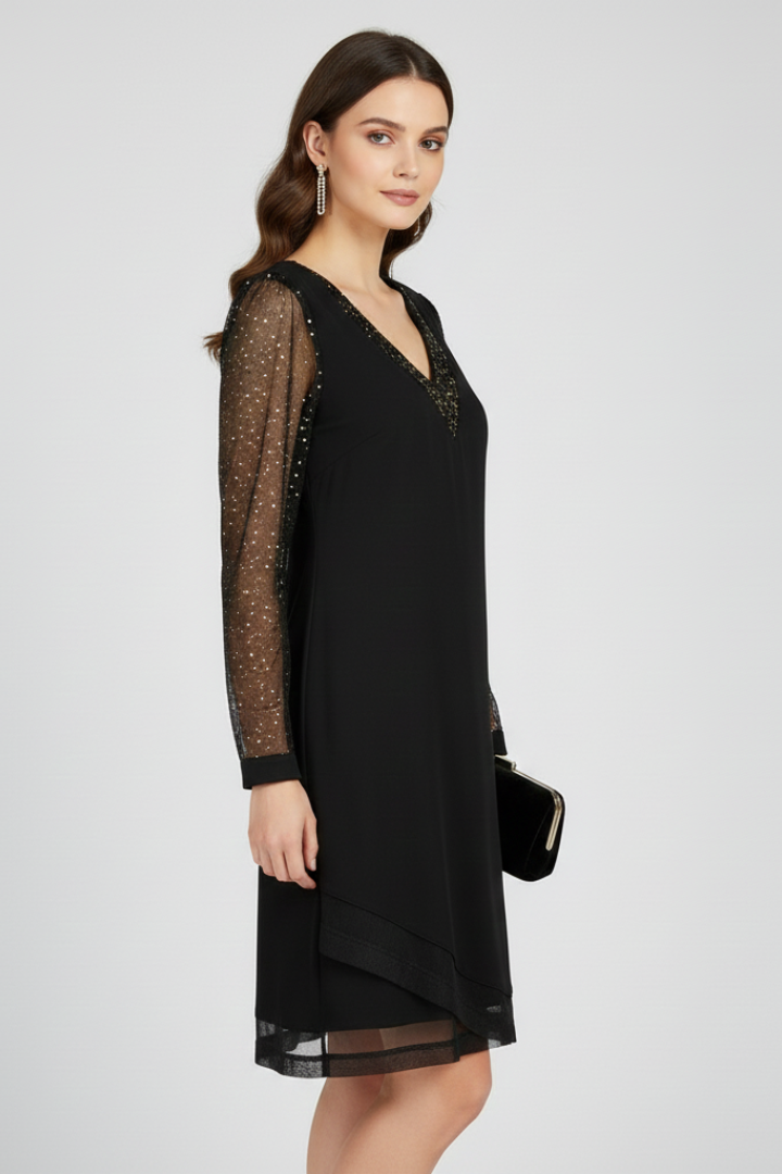 Madison | Women’s Sequin Sleeve V-Neck Cocktail Dress