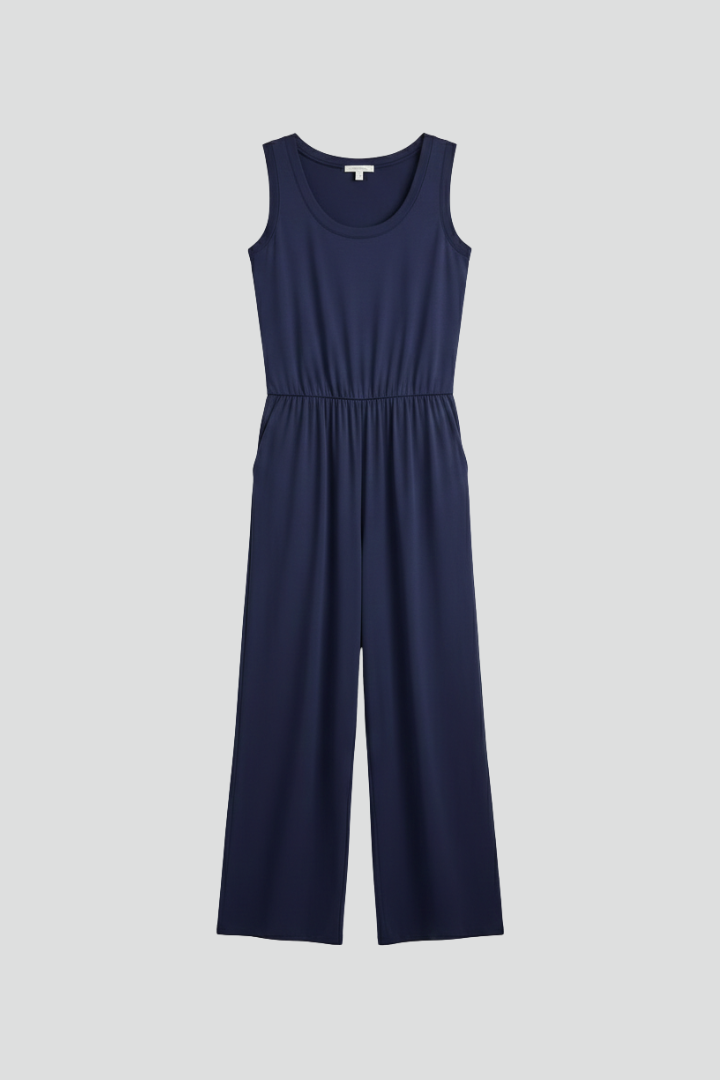 Emma | Women’s Round-Neck Elastic-Waist Wide-Leg Jumpsuit