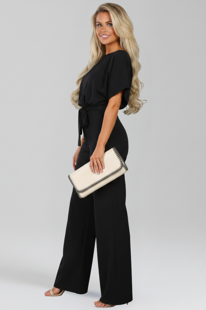 Danielle | Women’s Tie-Belt Wide-Leg Classic Jumpsuit