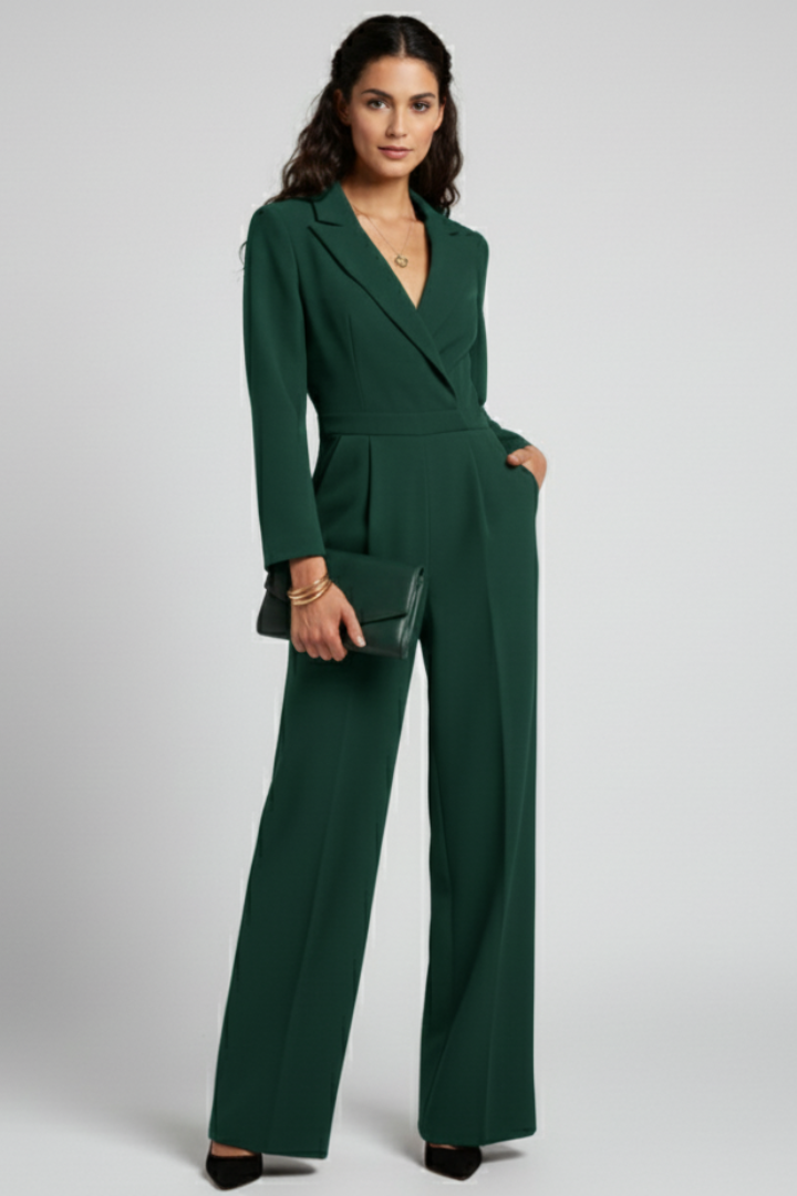 Charlotte | Women’s Wrap-Front Tailored Wide-Leg Jumpsuit